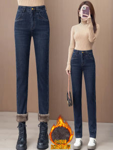 Warm Fleece Lined Slim Fit Jeans High Waist Thickened Elastic Womens Denim Long Pants Autumn Winter New Arrival Casual Style