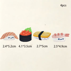 DUTRIEUX | 3-15Pcs Cute Japanese Food Iron On Embroidery Patches Set Kawaii Sushi Octopus Egg Toast Applique DIY Clothing Repair Decor