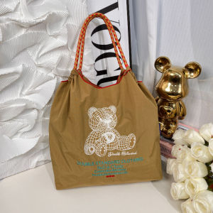 New 2025 Ball Chain Embroidered Eco-Bag Nylon Handbag Womens Canvas Travel Shopping Crossbody Bag Commuter Soft Handle