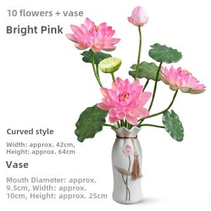 Artificial Lotus Flower And Leaf Chinese Style Zen Plastic Flowers Home Decorations Altar Offering Silk Flowers Living Room Tabletop Placement