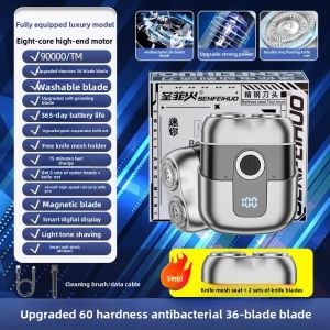 MONLEYTA | Portable Electric Shaver German Precision Small Cannon Mens Beard Trimmer Gift For Boyfriend Double Blade Stainless Steel