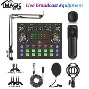 Podcast equipment set with voice changer podcast mixer with BM800 microphone suitable for podcast recording live broadcast