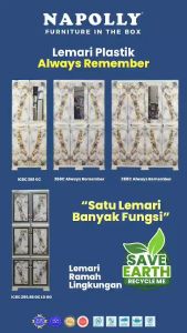 JUMBO - LEMARI PAKAIAN PLASTIK NAPOLLY 3 PINTU KACA GANTUNG RAK ICBC 388 [NAPBOX]