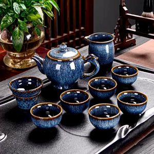 Bộ ấm chén uống trà phòng khách  bộ ấm chén tráng men cao cấp thiết kế tinh xảo cùng màu sắc độc đáo