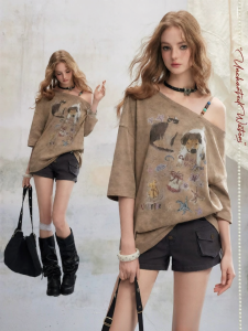 Unifree | Slanted Shoulder Short Sleeve Relaxed Fit Tee