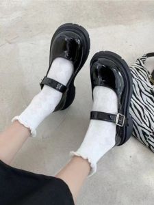 Giày Đế Dày Mary Janes Phong Cách Anh Cỡ Lớn Cho Nữ Mùa Hè 2025 Đế Cao Su Mũi Tròn Đế Cao Gót Đơn