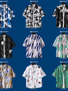 Hawaiian Floral Print Short Sleeve Shirt Mens Summer Thin Casual Beachwear Vintage Hong Kong Style Versatile Loose Fit Polyester Fiber