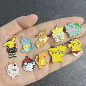 10pcs Pokémon Pikachu Cartoon Characters Small Pendant DIY Necklace Earrings Keychain Accessories Handmade Jewelry Making