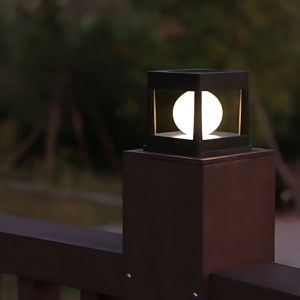 Vimite LED Solar Column Light Outdoor Waterproof Warm Courtyard Lamp Fence Decorative Post Light for Lawn Gate House Pathway