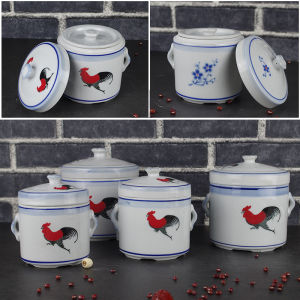 Ciiemen | Double Lid Ceramic Water-bath Cooker Qinghua Porcelain