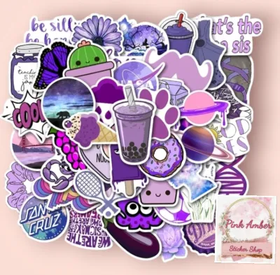 Cute Purple Series 50 Pcs Assorted Stickers Scrapbook DIY Craft Handbook