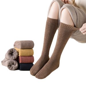 Thick Fleece Long Tube Socks Womens Autumn Winter Warm Slimming Anti-slip Cotton Polyester Blend High Top Stockings
