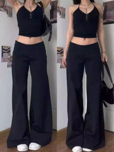 Quần Ống Rộng Cạp Thấp Phong Cách Công Sở Thường Ngày Cho Nữ Mùa Xuân Thu 2025 Quần Dài Ống Đứng Thoải Mái Thoáng Khí