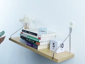 [Mua 2 giảm 10%] Kệ Gỗ Trang Trí Treo Tường Không Khoan SIB Decor Móc Inox Phụ Kiện Tặng Kèm KT02