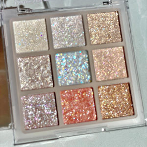 DIKALU Milk Tea Nine Colors Eyeshadow Palette Womens Fat-Free Glitter Galaxy Sweet Heart Shiny Sparkling Highlight Integrated