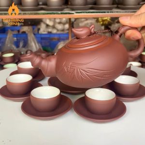 Bộ Ấm Tử Sa Bát Tràng - Bộ Bình Trà Trúc Đào Men Trắng (có video hình ảnh thực tế) - Nghệ Nhân Vương Mạnh Tuấn