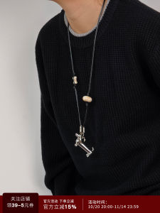 Silver Metal Sausage Dog Necklace Long Pendant Sweater Chain for Men And Women Black Leather Rope Fashion Jewelry Accessory