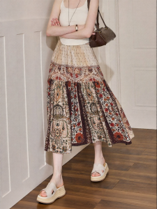 KUHNMARVIN | Bohemian Flower Print Paisley Design Womens Skirt