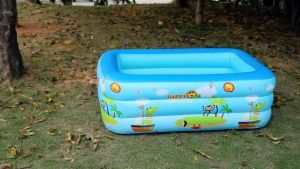 3 Rings Baby Non-slip Buttom Inflatable Swimming Pool Big Size 3 Layer Rectangular Baby Pool