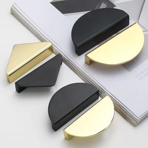 American Half Moon Handles for Cabinets and Drawers Cupboard Knobs Aluminum Furniture Handles Golden Black Semicircle Matte Pull