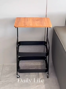 HOMEKING | Trolley Storage Rack with Shelves Household Movable Snack Trolleys Bedroom Bedside Side Table Kitchen Storage Rack