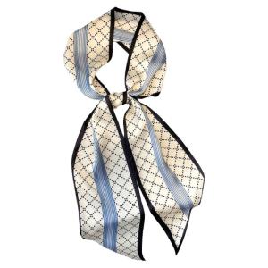 XUANXUAN | French Style Silk Scarf Hairband Womens Shirt Matching Belt Bag Tying Summer Long Strip Decorative Geometric Pattern Polyester Fiber
