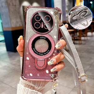 Crossbody Protective Case for Huawei Mate70 pro Curved Screen Phone Shell with Stand High Aesthetic Value Womens Style Full Lens Cover Airbag Accessories