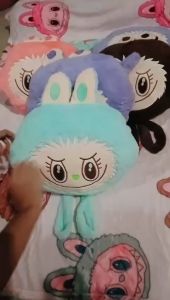 EV B73 Balmut Labubu  Boneka Bantal Selimut Dengan Tali Ransel Dan Penghangat Tangan
