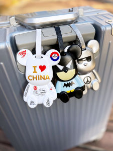Creative Travel Bag Tag Bear Design Luggage Tag Backpack Boarding Tag with Strap Travel Safety Product Outdoor Camping Gear
