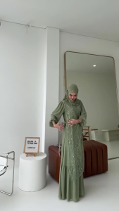 Chintia Dress 2in1 Inner + Outher Brokat Terpisah Gamis Cerutty Gaun Pesta Wanita Dewasa 2025 Elegan