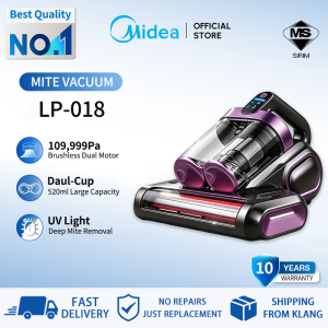 [10 Years Warranty]Midea Cordless Dust Mite Vacuum Cleaner Strong Suction Dual Cup Smart Ultrasonic UV Anti-Mite