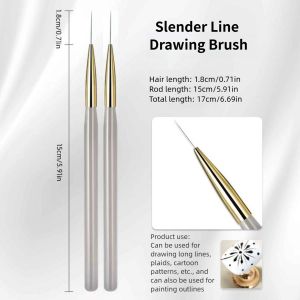 1/2/5Pcs Nail Art Brush Set Ultra-Fine Liner Flat Plaid Checker Brush for Grid Pattern French Tip UV Gel Manicure DIY