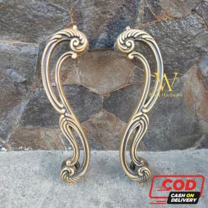 Handle Pintu Rumah Kuningan Antik Motif S Antik 45 cm 2 Pcs