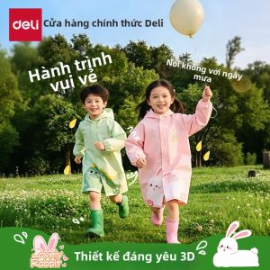 deli | Áo Mưa Che Ba Lô Trẻ Em Đi Học Chống Bão Vành Rộng Toàn Thân