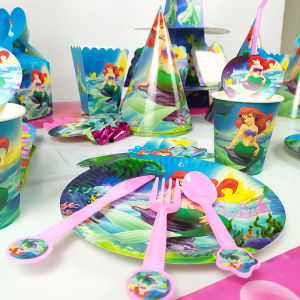 ToyStory Little Mermaid Princess Disposable Tableware Plate Cup Tablecloth Party Decoration Baby Shower Happy Birthday Party Supplies