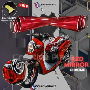 Sticker Skotlet Motor Warna Merah Metalik Chrome Premium / Scotlite Red Mirror Chrome / Merah Krom