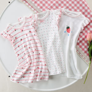 Princess Style Pure Cotton Breathable Summer Sleepwear for Girls Baby Mesh Home Clothes Thin Class a Skirt Childrens Home Suit