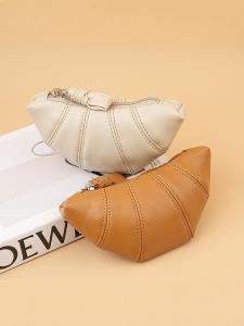 Minimalist INS สไตล์ Buffalo Horn Dumpling รูปกระเป๋าแบบพกพาแฟชั่นสีทึบกระเป๋าใส่เหรียญกระเป๋าเก็บกุญแจสําหรับเยาวชน