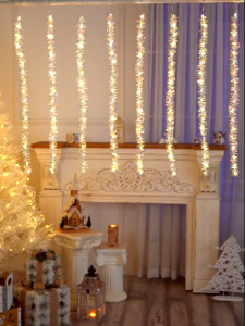 HOMEMORY Christmas Lights Upgrade Curtain Lights Party Decor Lighting Can Connected in series up to 100m Ornaments Decoration Festival Lights