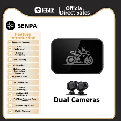 SENPAI | High Definition Front and Rear Lens Hidden Waterproof Anti-shake Motorcycle and E-bike Dashboard Camera