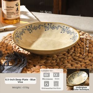 SHELI | Retro Underglaze Home Use Luxury Dinner Plates Dessert Plates