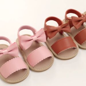 Summer Girls Baby Sandals 0 To 18 Months Fashion Bow Princess Style Sandals Breathable Walking Shoes Non Slip Rubber Sole Walking Sandals Babys First Pair Of Walking Shoes