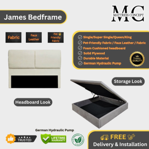 Mattress Concept James Storage Bedframe Pet Friendly Fabric/FauxLeather/Fabric All Size Available