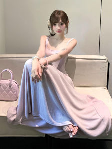 Karrar betsey | Elegant Purple French Style Summer Dress Womens Sleeveless Gown Waist-Cinching Strap Design Gentle Aesthetic For Date And Daily Wear