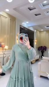 Syahrini Dress Bhn Cerutty Bbydoll Mix Brukat Payet Gamis Muslimah Terbaru 2024 Kekinian Elegan Mewah