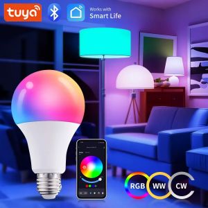 E27 Smart LED Bulb Tuya Bluetooth Light Bulb with Smart Life APP Control 220V 9W 15W 18W RGB LED Lamp Home Bedroom Ambient Light