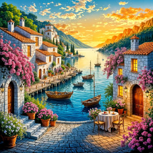 Huacan Diamond Painting Landscape Full Square Round Mosaic House Rhinestone Pictures Decoration For Home