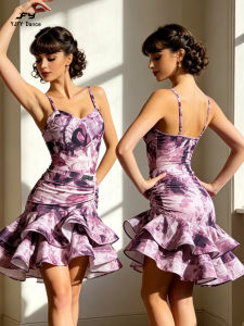 YJFY Dance | New Purple Gradient Print Professional Dance Costume