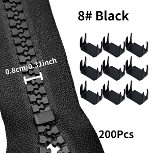 200pcs #3 #5 #8 Silvery Zipper Accessories repair kit Upper And Lower Stops Silvery Four-legged Anti-fall Buckle Clothing Jacket