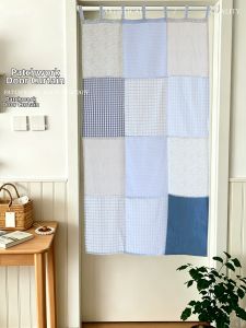 Cottage Style Floral Patchwork Plaid Hanging Door Curtain